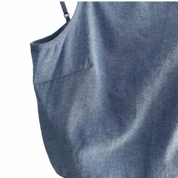 Pomelo Blue Square Neck Denim Chambray Sleeveless Cropped Tank Top US L - Picture 4 of 9